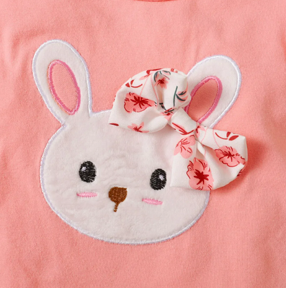 The Josephine - Baby Girl Ruffled Sleeve Rabbit Design Tops + Floral Short + Headband