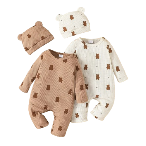 The Archer - Unisex Bear Print Romper + Hat