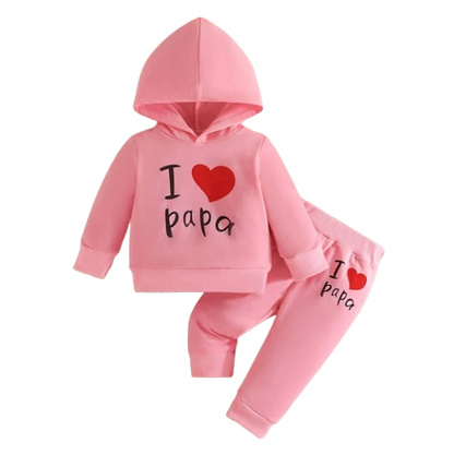 The Alora - Unisex I Love Papa Print Long Sleeve Hoodie + Pants