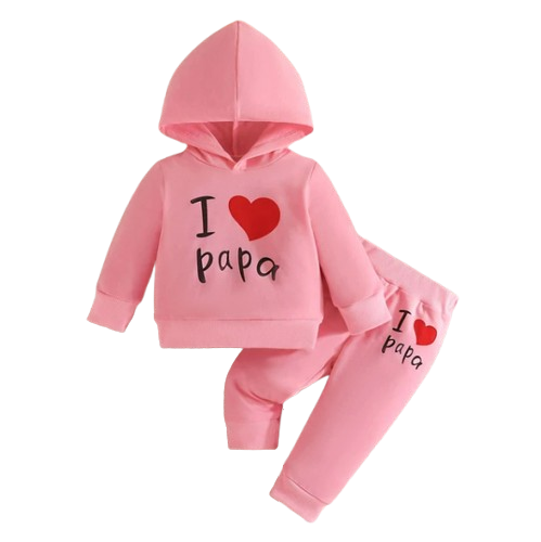 The Alora - Unisex I Love Papa Print Long Sleeve Hoodie + Pants