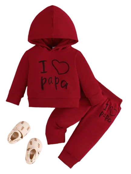 The Alora - Unisex I Love Papa Print Long Sleeve Hoodie + Pants