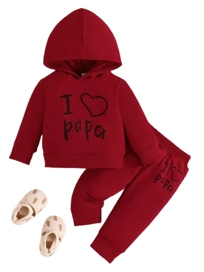 The Alora - Unisex I Love Papa Print Long Sleeve Hoodie + Pants