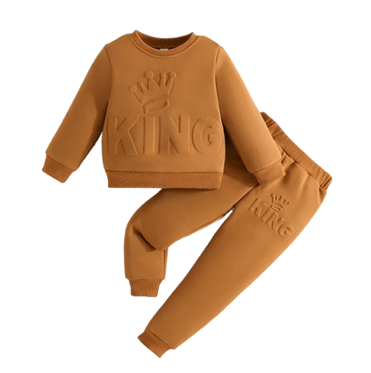 The Arthur - Baby Boy King Letter Print Long Sleeve + Pants