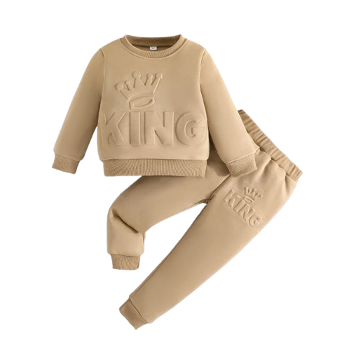 The Arthur - Baby Boy King Letter Print Long Sleeve + Pants