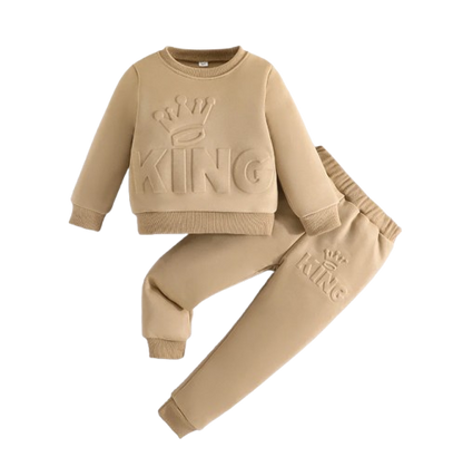 The Arthur - Baby Boy King Letter Print Long Sleeve + Pants