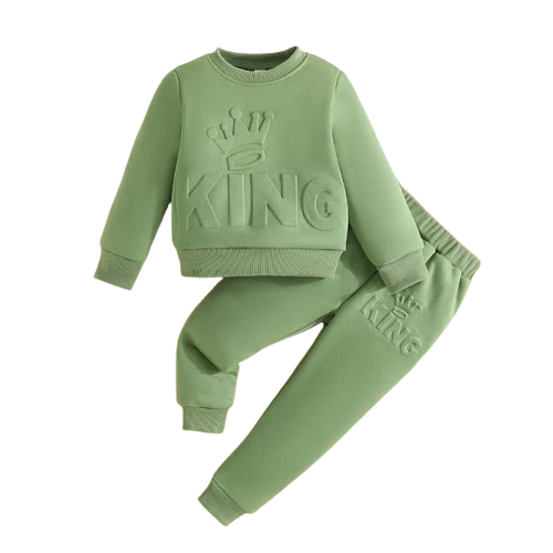 The Arthur - Baby Boy King Letter Print Long Sleeve + Pants