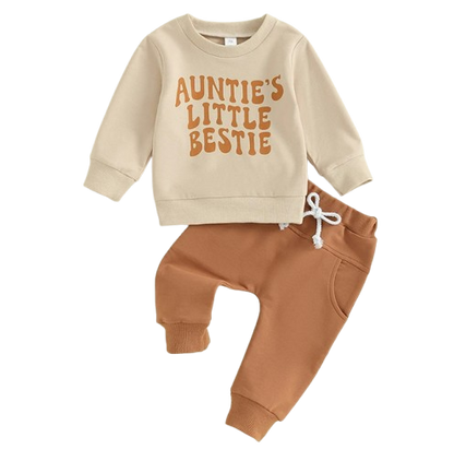 The Ashton - Baby Boy Auntie's Little Bestie Letter Print Tops + Pants