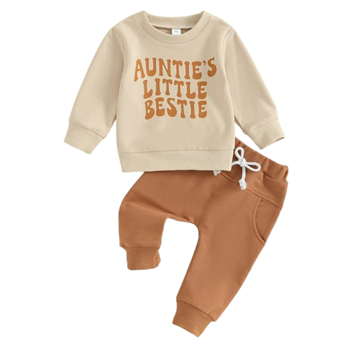 The Ashton - Baby Boy Auntie's Little Bestie Letter Print Tops + Pants