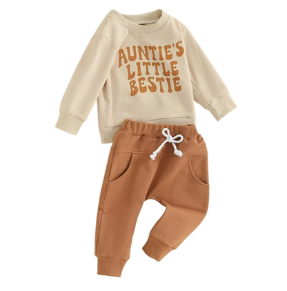 The Ashton - Baby Boy Auntie's Little Bestie Letter Print Tops + Pants