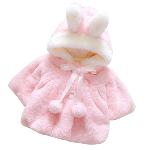 The Frankie - Baby Girl Hooded Plush Short Sleeve Coat