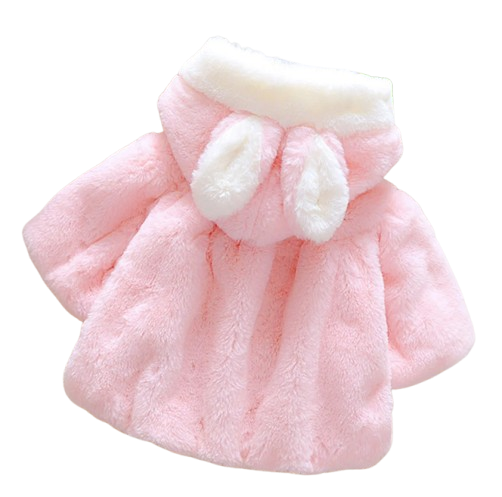 The Frankie - Baby Girl Hooded Plush Short Sleeve Coat