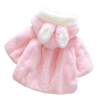 The Frankie - Baby Girl Hooded Plush Short Sleeve Coat