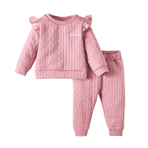 The Brianna -  Baby Girl Solid Colour Sweatshirt Tops + Pants + Headband