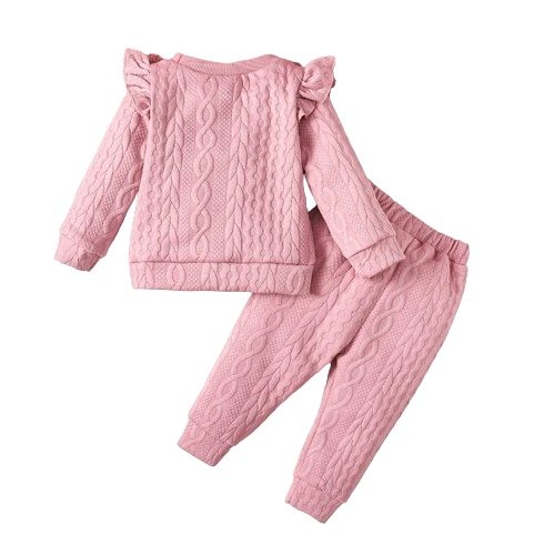 The Brianna -  Baby Girl Solid Colour Sweatshirt Tops + Pants + Headband