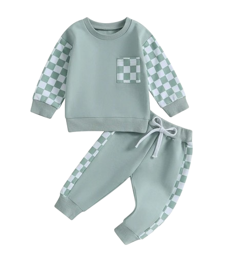 The Austin - Baby Boy Checkerboard  Sweatshirt + Pants