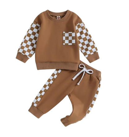 The Austin - Baby Boy Checkerboard  Sweatshirt + Pants