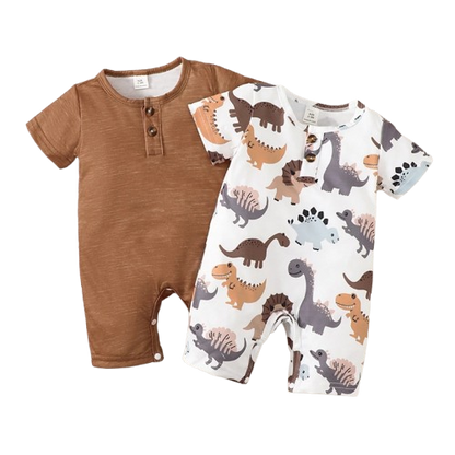 The Brooks - Baby Boy 2pcs Dinosaur Print Jumpsuits