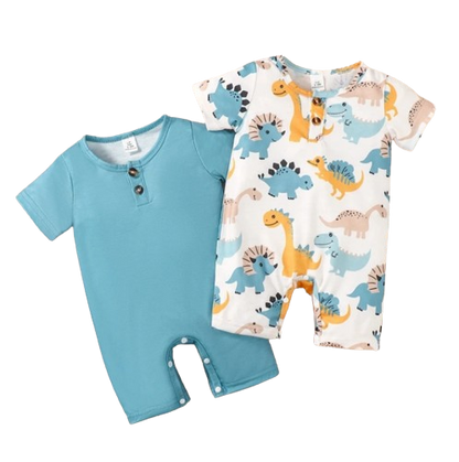 The Brooks - Baby Boy 2pcs Dinosaur Print Jumpsuits