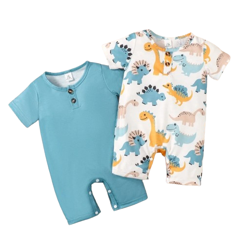 The Brooks - Newborn Baby Boy 2PCS Dinosaur Romper Short Sleeve Bodysuit Summer Outfit