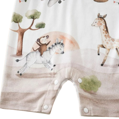 The Bennett - Baby Unisex Animal Print Casual Short Sleeve Romper