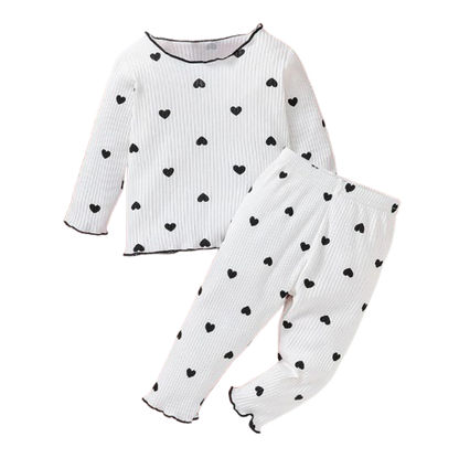 The Amari - Baby Girl Heart Print Long Sleeve Pajamas Outfit