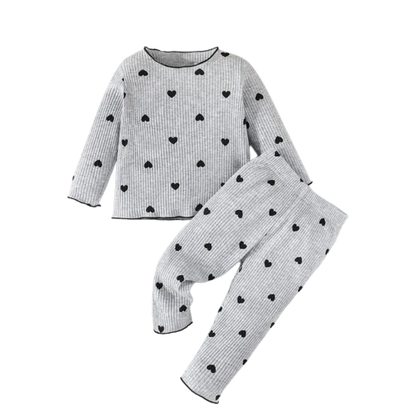 The Amari - Baby Girl Heart Print Long Sleeve Pajamas Outfit