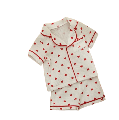 The Palmer - Baby Girl Cotton Linen Button Down Pajama Set