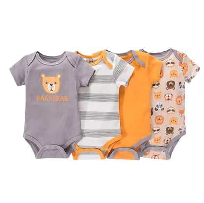The Caleb - Baby Unisex 4pcs Cartoon Print Bodysuits