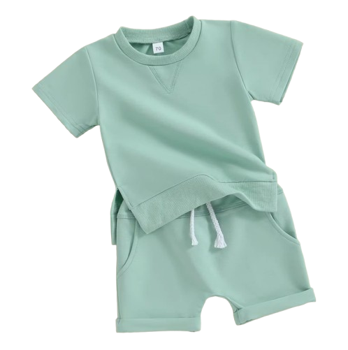 The Amir - Baby Boy Short Sleeve Side Slit Tops & Elastic Waist Shorts