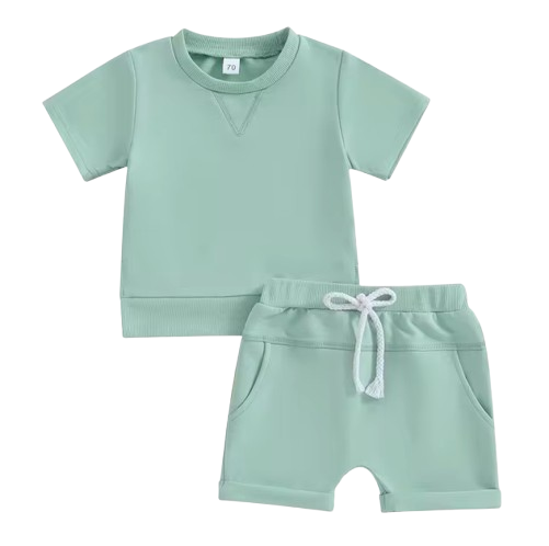 The Amir - Baby Boy Short Sleeve Side Slit Tops & Elastic Waist Shorts