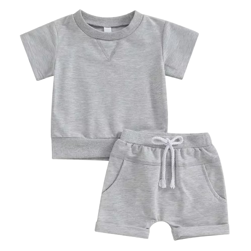 The Amir - Baby Boy Short Sleeve Side Slit Tops & Elastic Waist Shorts