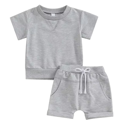 The Amir - Baby Boy Short Sleeve Side Slit Tops & Elastic Waist Shorts