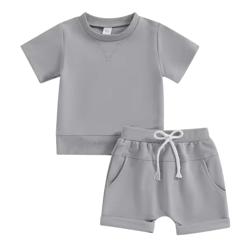 The Amir - Baby Boy Short Sleeve Side Slit Tops & Elastic Waist Shorts