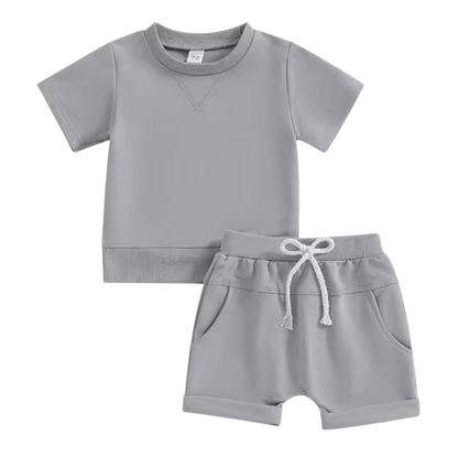 The Amir - Baby Boy Short Sleeve Side Slit Tops & Elastic Waist Shorts