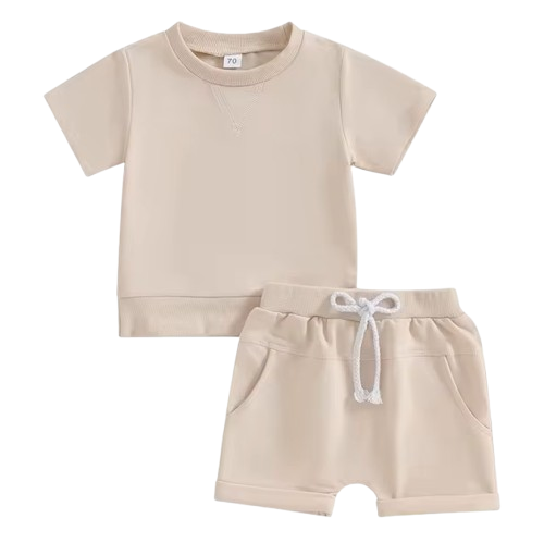 The Amir - Baby Boy Short Sleeve Side Slit Tops & Elastic Waist Shorts