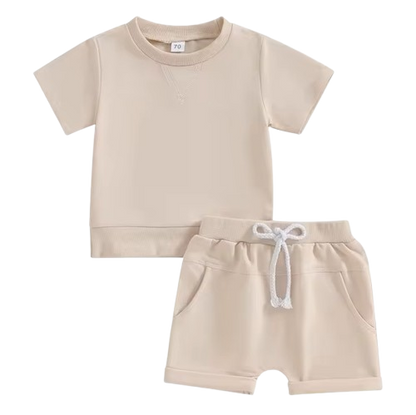 The Amir - Baby Boy Short Sleeve Side Slit Tops & Elastic Waist Shorts