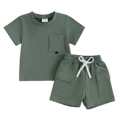 The Adam - Baby Boy Short Sleeve Crew Neck Shirt & Elastic Waist Shorts