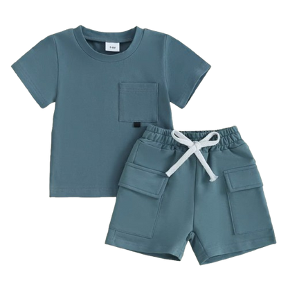 The Adam - Baby Boy Short Sleeve Crew Neck Shirt & Elastic Waist Shorts