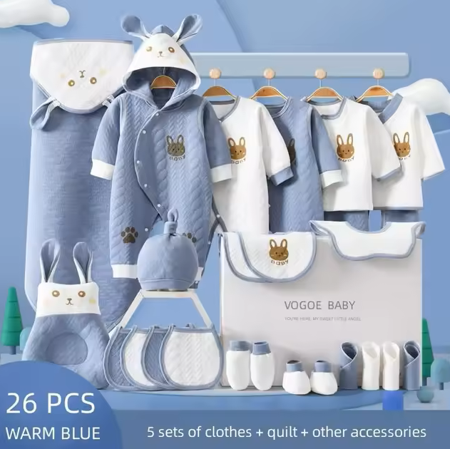 The Carey - Newborn Baby Unisex Warm Blue Gift Set