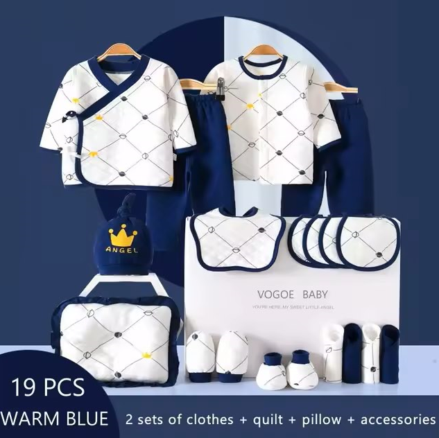 The Rene - Newborn Baby Unisex Warm Blue Gift Set