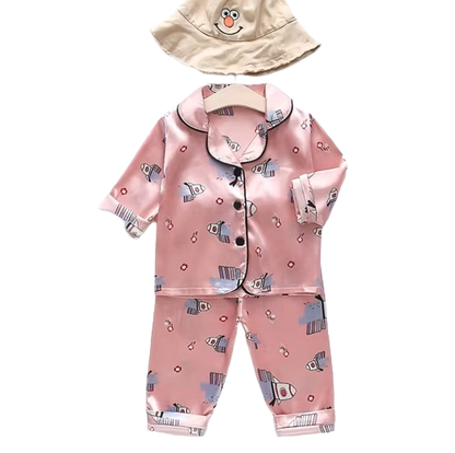 The Jodie - Baby Unisex Cute Print Pajamas Set - Pink Spaceship Print