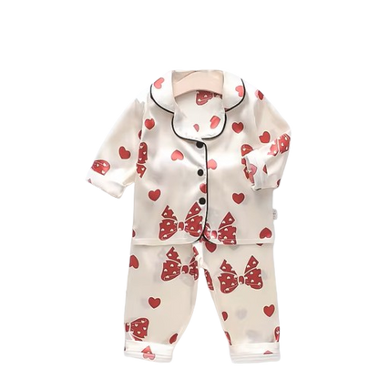 The Jodie - Baby Unisex Cute Print Pajamas Set - Beige Heart Print