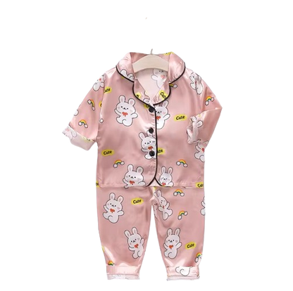 The Jodie - Baby Unisex Cute Print Pajamas Set - Cute White Rabbit Print