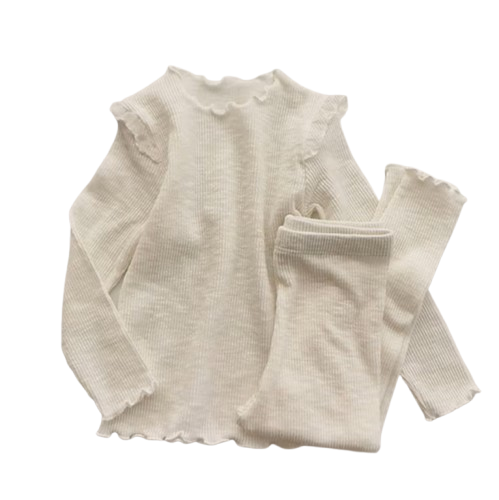 The Alitzel - Baby Unisex Plain Beige Pajamas Set