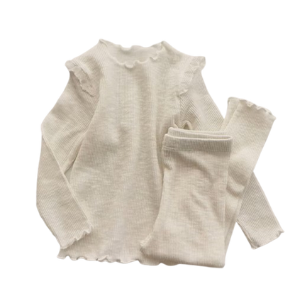 The Alitzel - Baby Unisex Plain Beige Pajamas Set