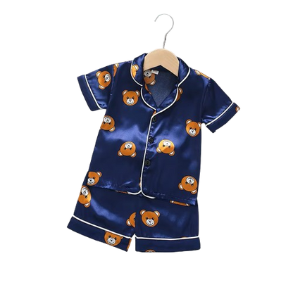 The Michel - Baby Unisex Cute Print Pajamas Set - Navy Blue