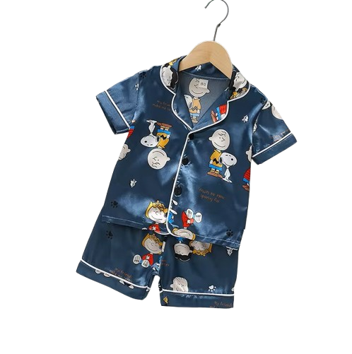 The Gale - Baby Unisex Cute Print Pajamas Set - Navy Blue Snoopy Print