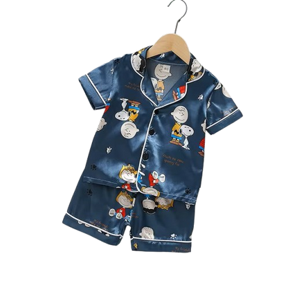 The Gale - Baby Unisex Cute Print Pajamas Set - Navy Blue Snoopy Print