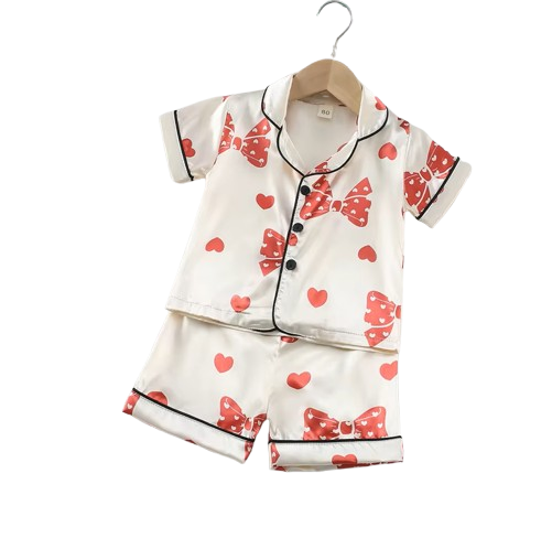 The Emryn - Baby Unisex Cute Red Ribbon Print Pajamas Set