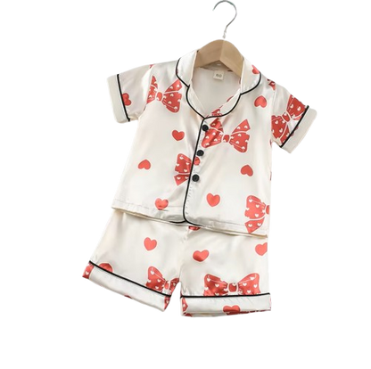 The Emryn - Baby Unisex Cute Red Ribbon Print Pajamas Set